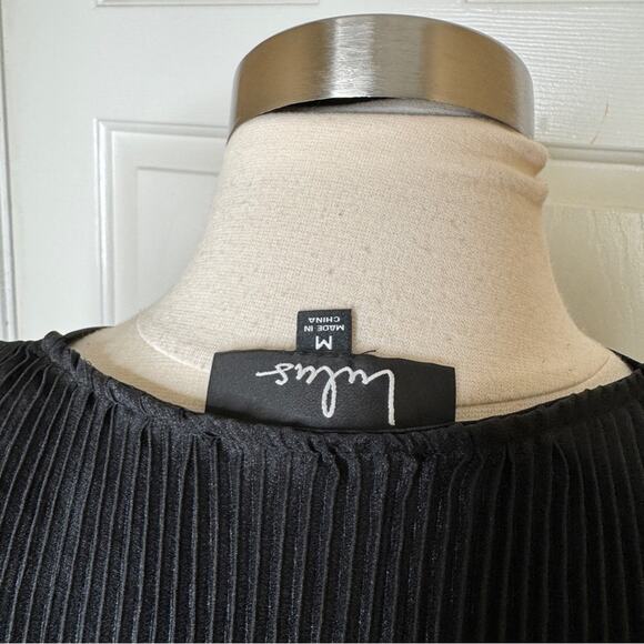 Lulus Sweet Victory Black Pleated Tie Front Peplum Top Black Womens Medium NEW - Picture 11 of 14